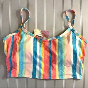 VENUS Striped Cropped Tankini Swim Top Womens XL Boardwalk Stripe Sporty NWT